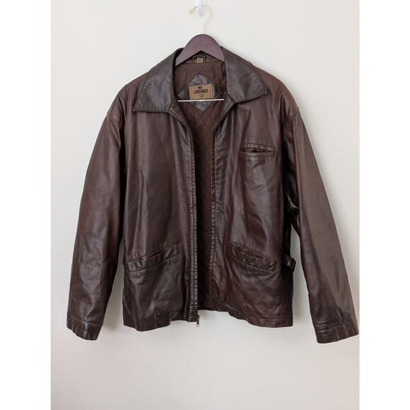 VTG 90s J. Riggings Genuine Leather Bomber Jacket - L - Quilted Lining - Picture 2 of 13